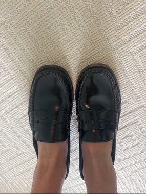 Mango Black Patent Leather Women's Penny Loafers